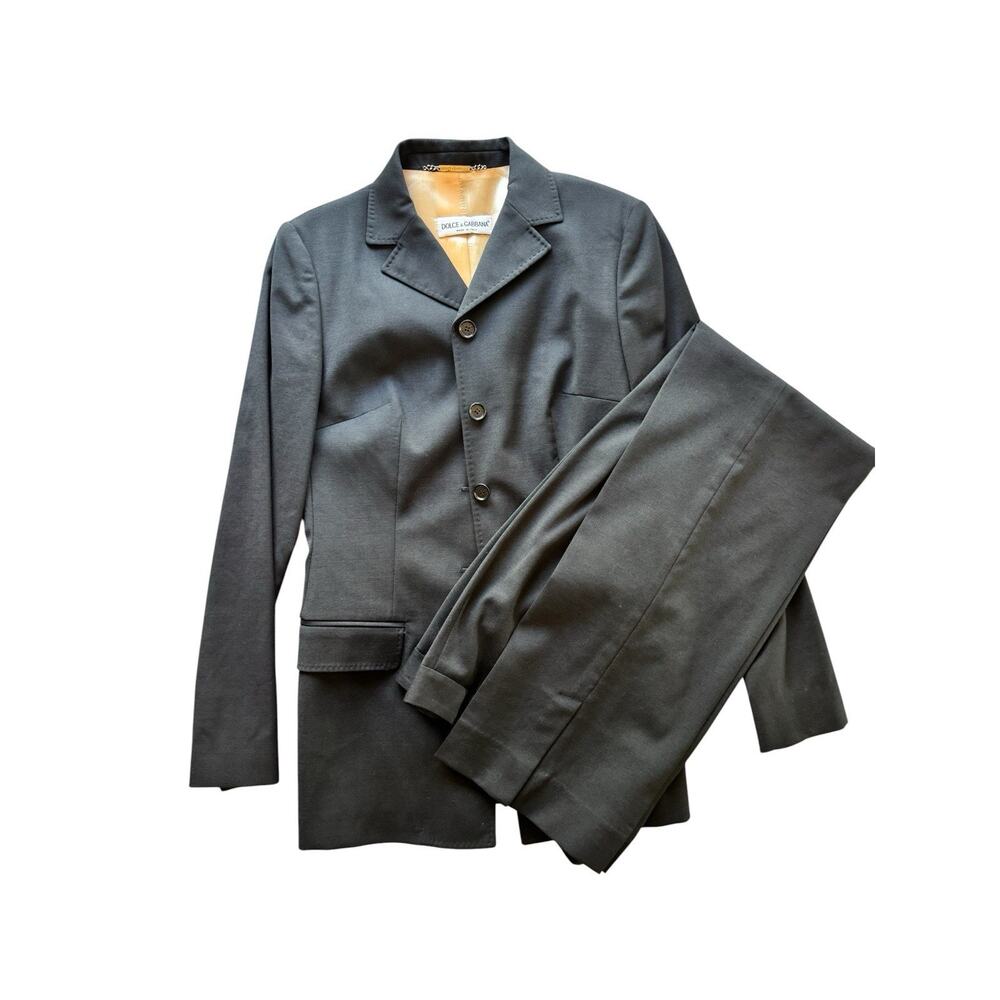 Dolce & Gabbana Black Virgin Wool Pantsuit 42 IT Made in Italy